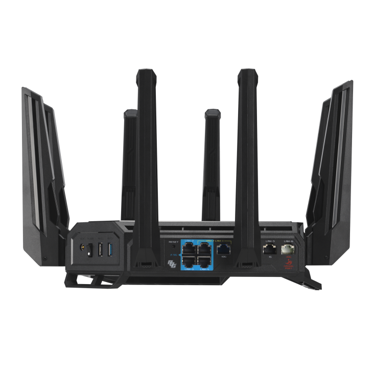 ASUS ROG Rapture GT-BE98 Wi-Fi 7 quad-band gaming router with AiMesh for ultra-fast wireless connectivity and low latency
