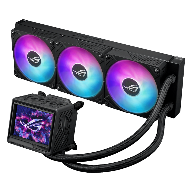 ASUS ROG Ryujin III Extreme 3.5-inch LCD water block close-up