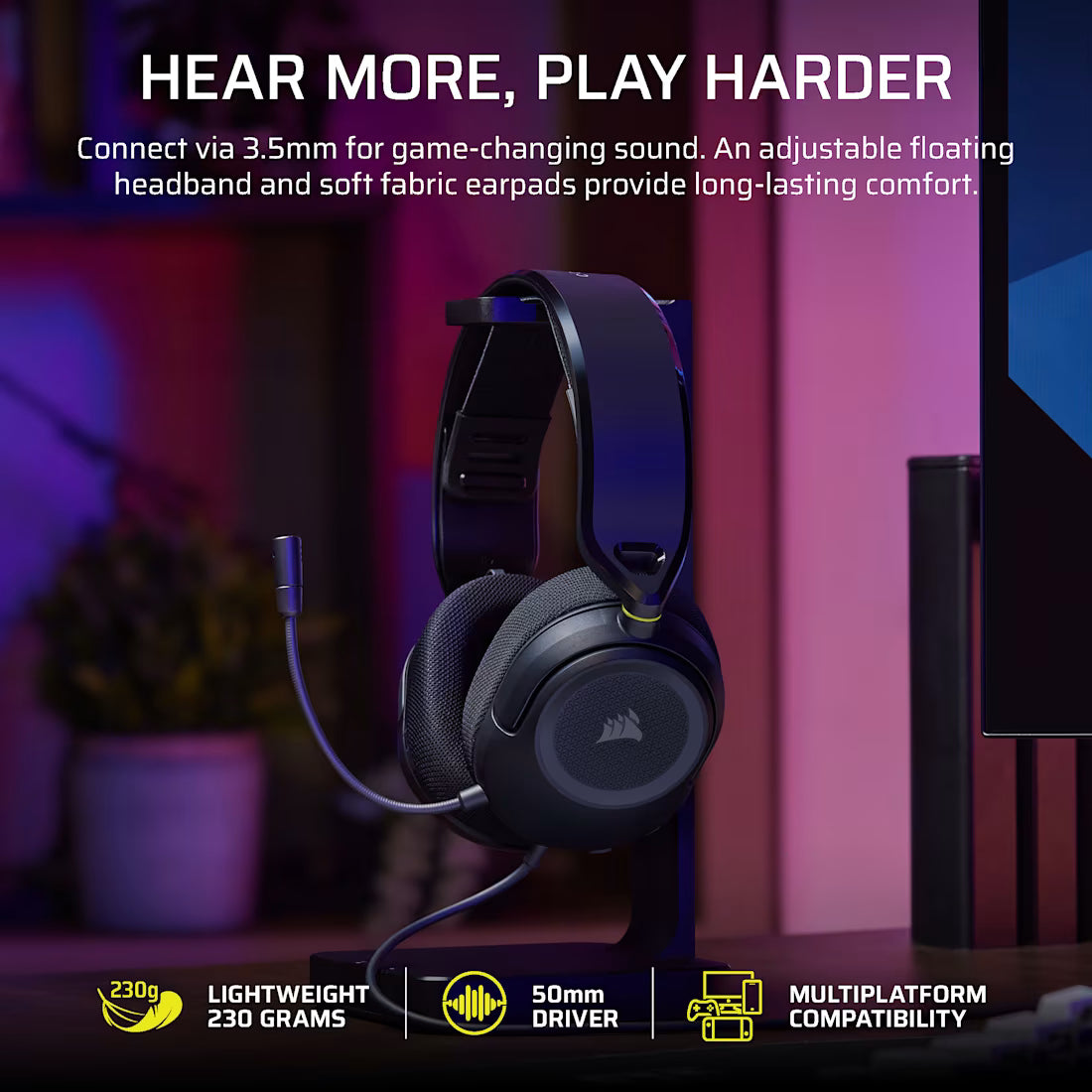 HS35 v3 Carbon Gaming Headset Universal 3.5mm connectivity PC MAC - view 8