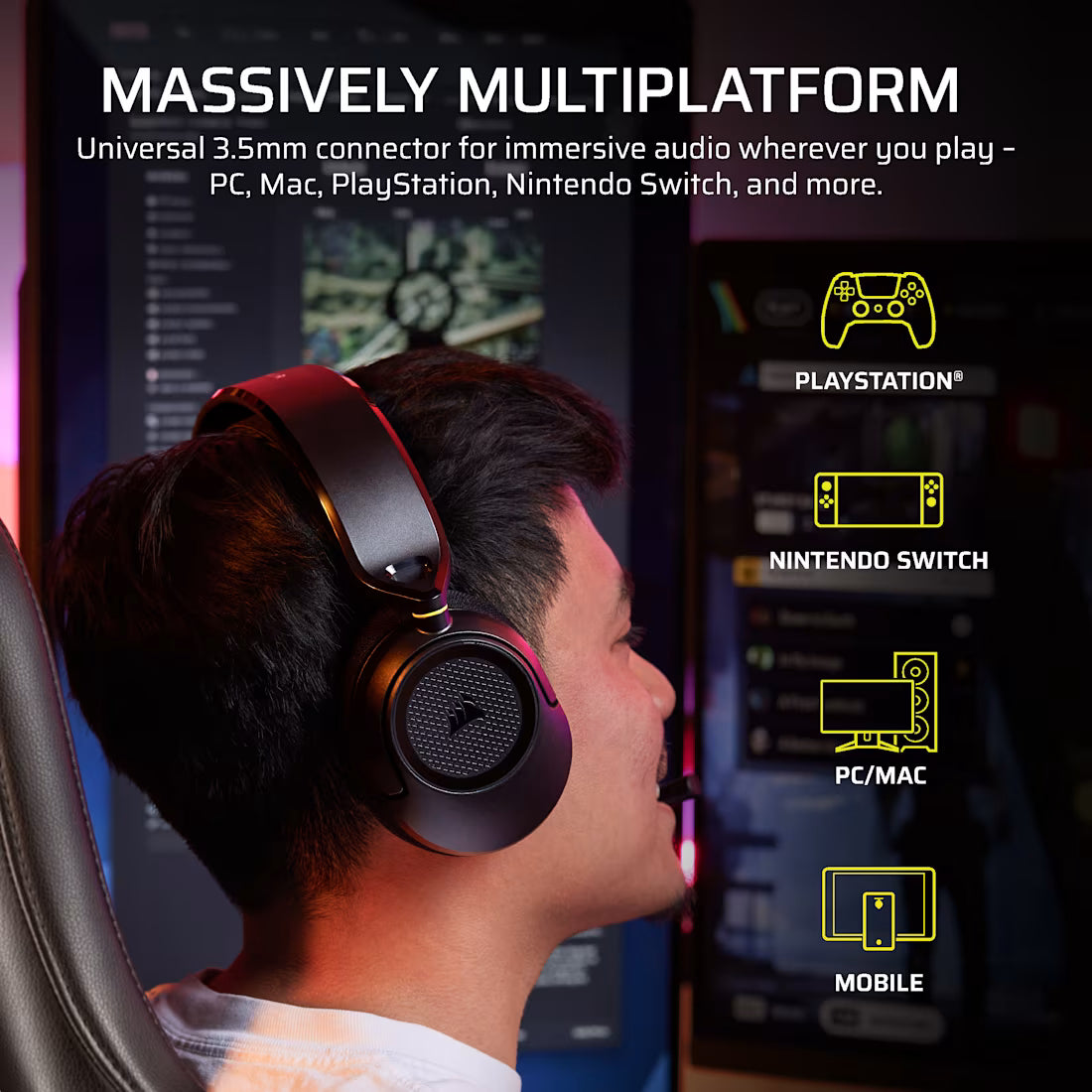 HS35 v3 Carbon Gaming Headset Universal 3.5mm connectivity PC MAC - view 7
