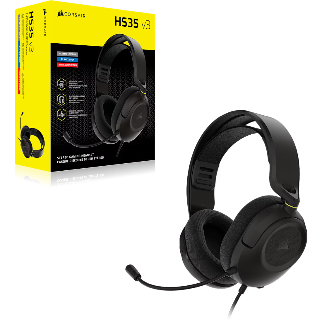 HS35 v3 Carbon Gaming Headset Universal 3.5mm connectivity PC MAC - view 4