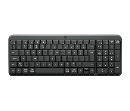 Logitech K250 Wireless Bluetooth Keyboard in graphite with full-size layout and number pad