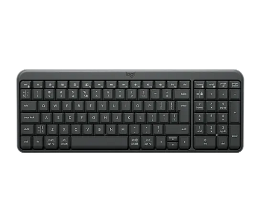 Logitech K250 Wireless Bluetooth Keyboard in graphite with full-size layout and number pad