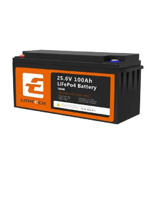 Lithtech 24V 100Ah lithium battery 25.6V LiFePO4 Bluetooth smart battery for solar and inverter systems