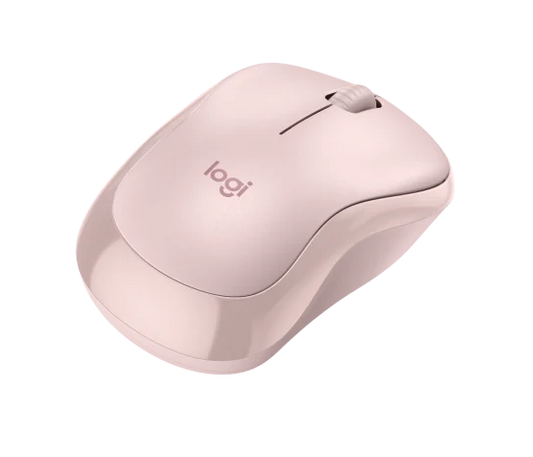 Side profile of Logitech M240 Silent Bluetooth Mouse in rose showing contoured shape and comfortable grip