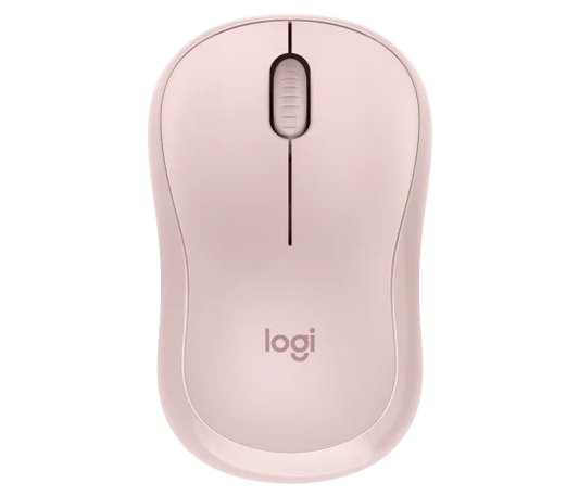 Logitech M240 Silent Bluetooth Mouse in rose with ergonomic design and quiet click buttons