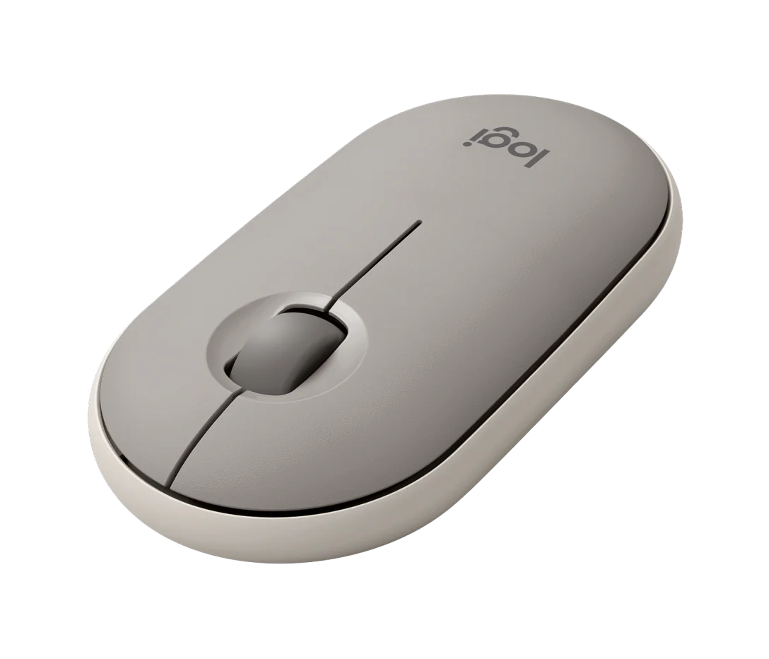 Logitech Pebble M350 wireless mouse with slim modern design, silent clicks, smooth tracking, and dual Bluetooth or USB receiver connectivity — ideal for minimalist workspaces.