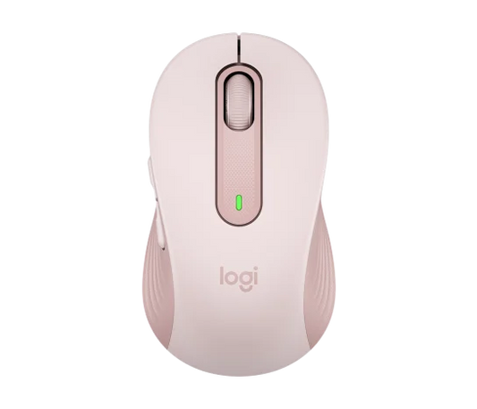 Logitech M650 Signature Wireless Mouse in rose with ergonomic design and SmartWheel scrolling