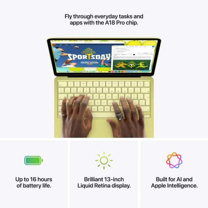 13-inch MacBook Neo Citrus laptop with Apple A18 Pro chip 8GB RAM 512GB SSD and Touch ID for portable everyday productivity