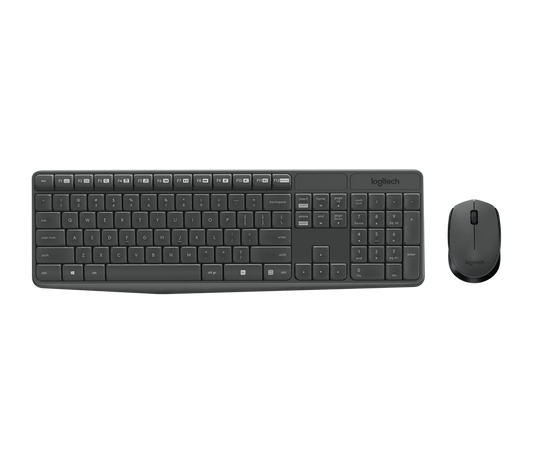Logitech MK235 Wireless Keyboard and Mouse Combo in grey front view