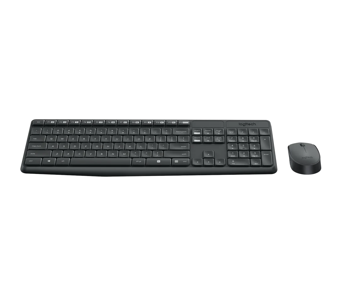 Logitech MK235 Wireless Keyboard and Mouse Combo in grey front view