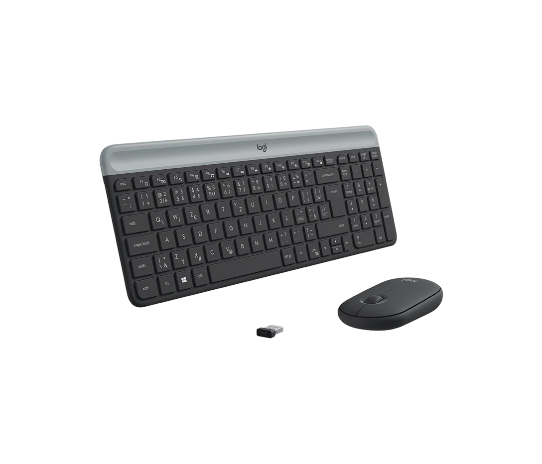Logitech MK470 slim wireless keyboard and mouse combo with modern minimalist design, quiet typing, and reliable 2.4GHz wireless connectivity — perfect for contemporary workspaces.
