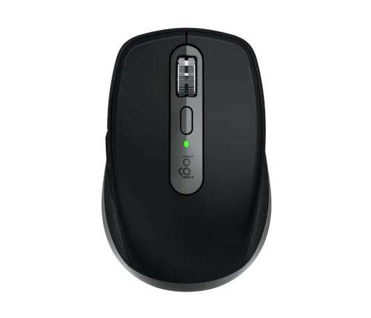 Logitech MX Anywhere 3S Wireless Mouse in Space Grey with compact ergonomic design and MagSpeed scroll wheel