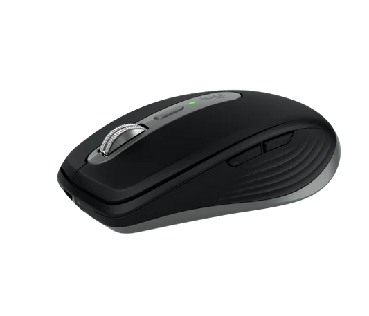 Side profile of Logitech MX Anywhere 3S mouse showing contoured shape for comfortable grip
