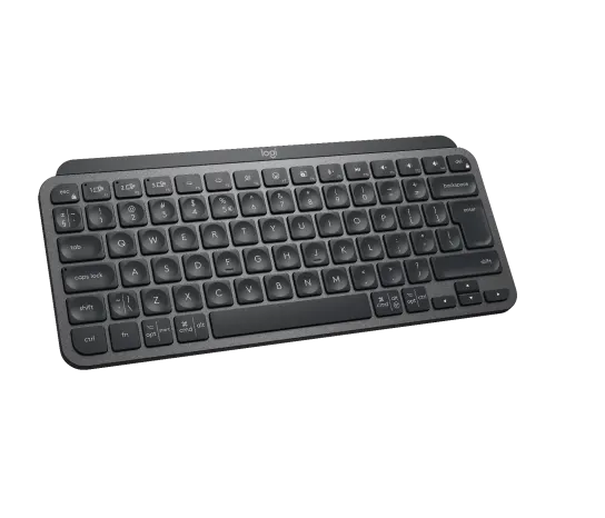 Side profile of Logitech MX Keys Mini keyboard showing slim, low-profile keys and compact layout