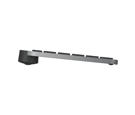 Side profile of Logitech MX Keys Mini keyboard showing slim, low-profile keys and compact layout