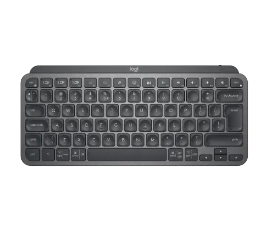 Logitech MX Keys Mini Wireless Illuminated Keyboard in graphite with compact design and backlit keys