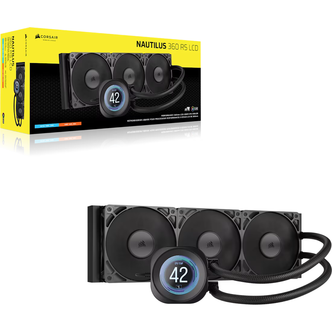 NAUTILUS 360 RS LCD AIO CPU Cooler 2.1'''' IPS LCD Screen RS120 Fans 360 - view 1