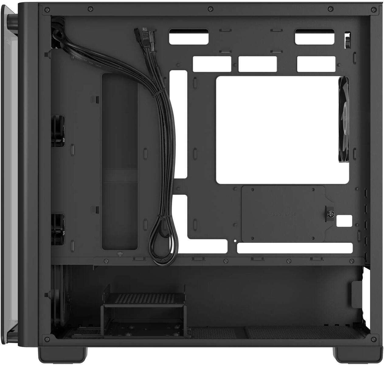 ASUS A23 PLUS TG ARGB black mid tower PC case with tempered glass and 4x120mm RGB fans for gaming builds