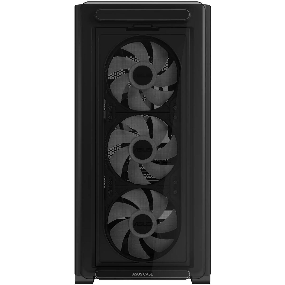 ASUS A23 PLUS TG ARGB black mid tower PC case with tempered glass and 4x120mm RGB fans for gaming builds