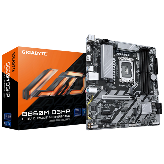 GIGABYTE Intel B860 LGA1851 Micro-ATX motherboard with 4 DDR5 memory slots 2 M.2 slots HDMI and DisplayPort for modern desktop PC builds