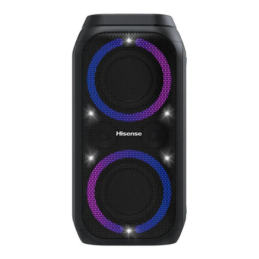 Hisense HP160 160W Party Rocket Speaker front view with lights on