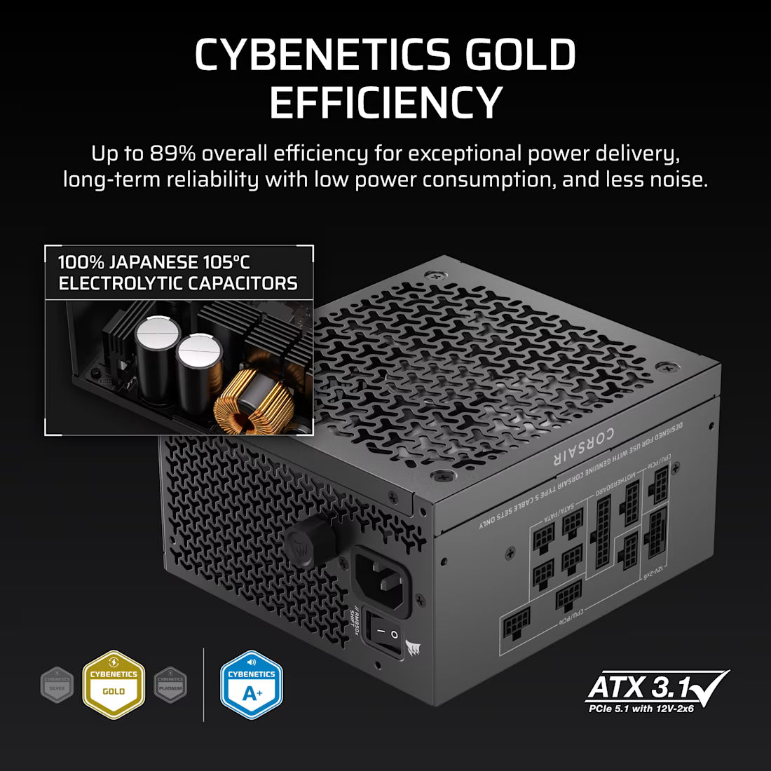 Corsair RM Series RM850x Shift 850 Watt 80 PLUS Gold Fully Modular ATX - view 3