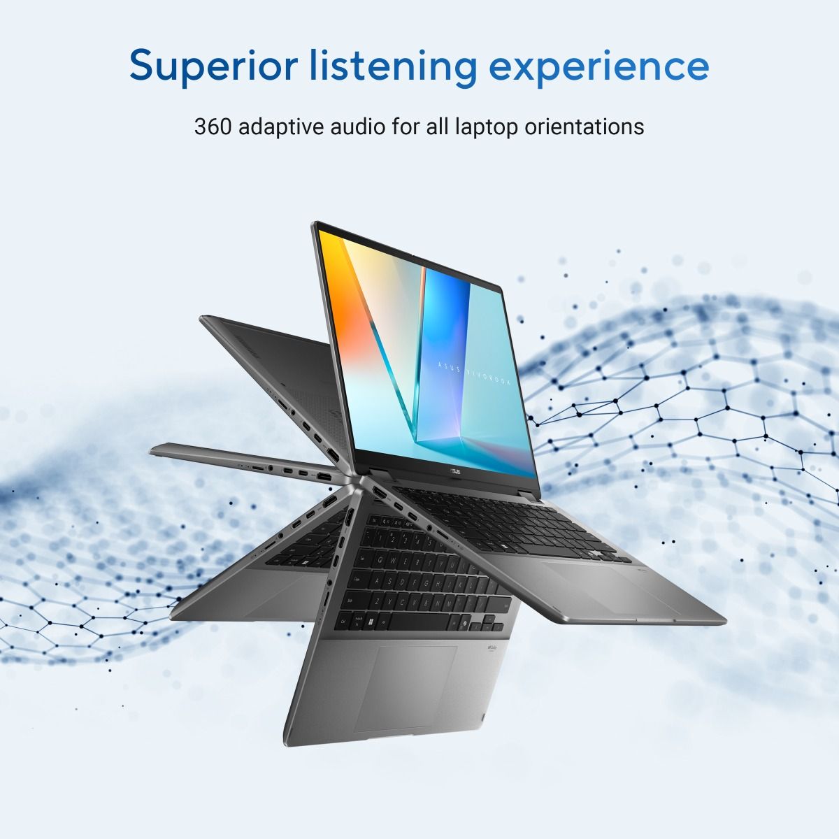 ASUS TP3407SA 14-inch touch convertible laptop with Intel Core i7, 16GB RAM, 1TB SSD, and Windows 11 Home