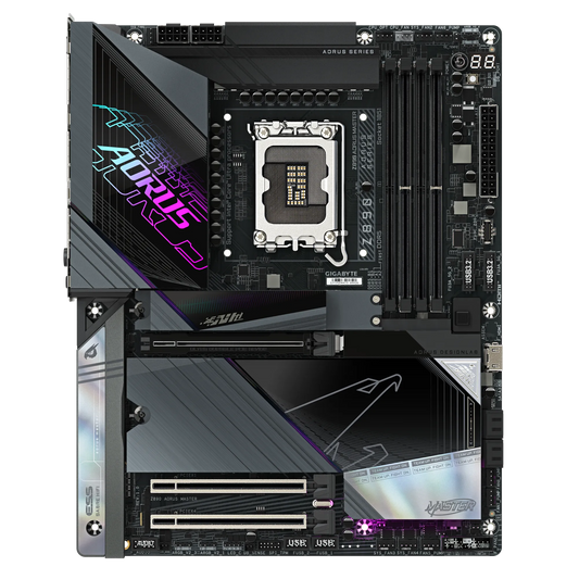 GIGABYTE Z890 AORUS MASTER Intel Z890 LGA1851 E-ATX DDR5 motherboard with WiFi 7 10GbE LAN Thunderbolt 4 PCIe 5.0 and 5 M.2 slots for gaming PC builds