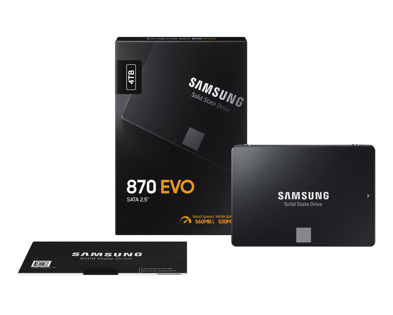 Samsung 870 EVO 4TB 2.5 inch SATA SSD front view showing compact design