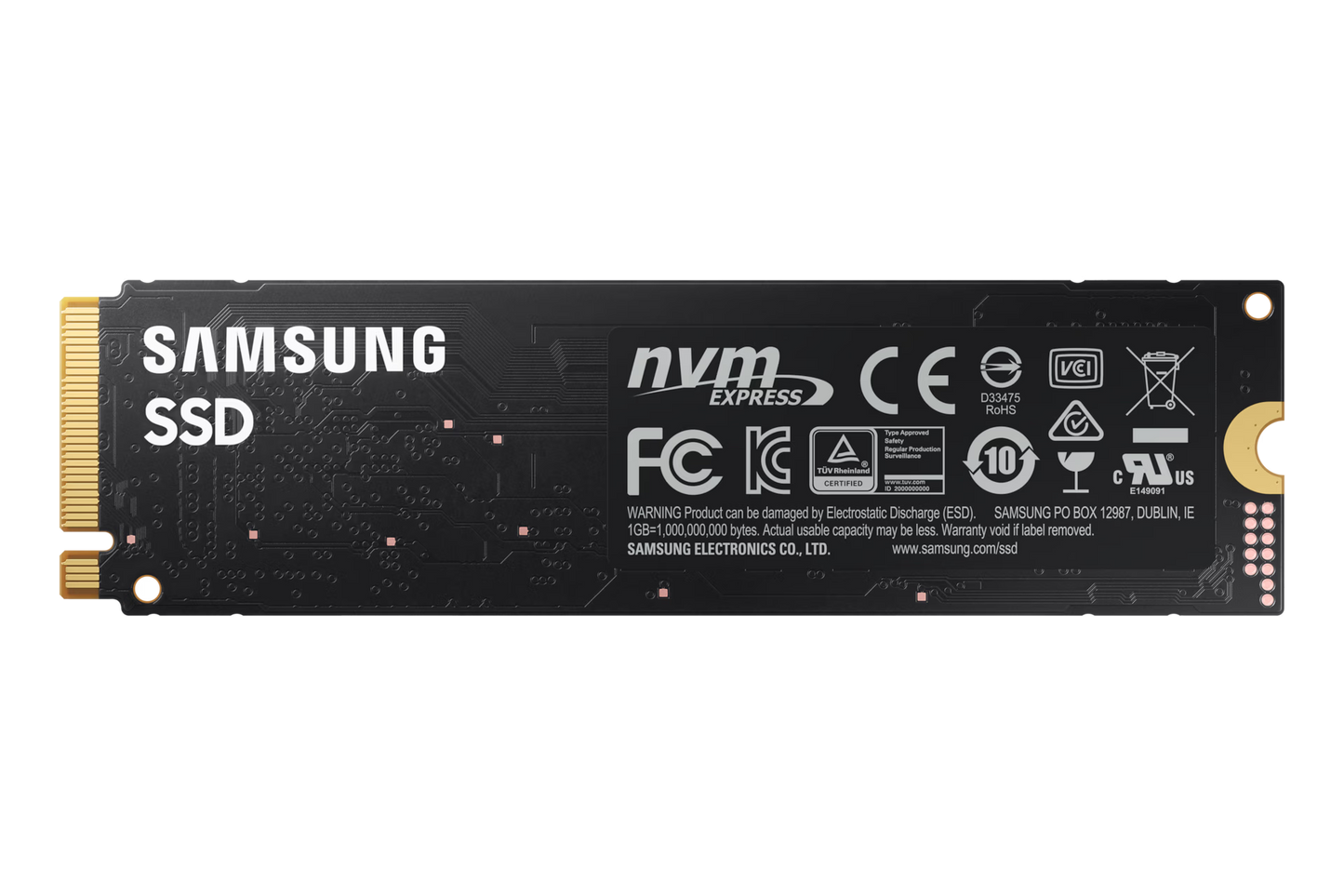 Samsung 980 1TB M.2 NVMe SSD front view showing compact design