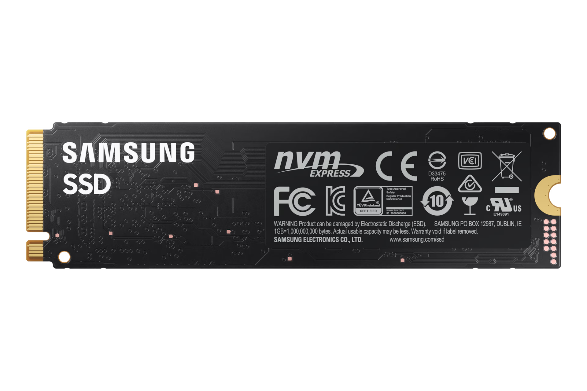 Samsung 980 1TB M.2 NVMe SSD front view showing compact design