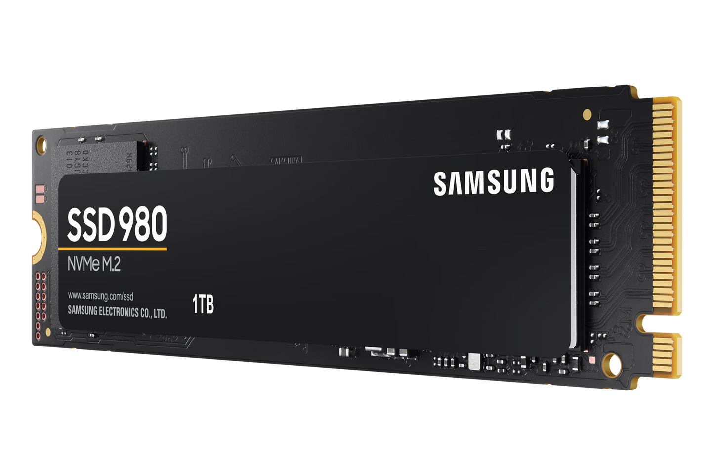 Samsung 980 1TB M.2 NVMe SSD front view showing compact design