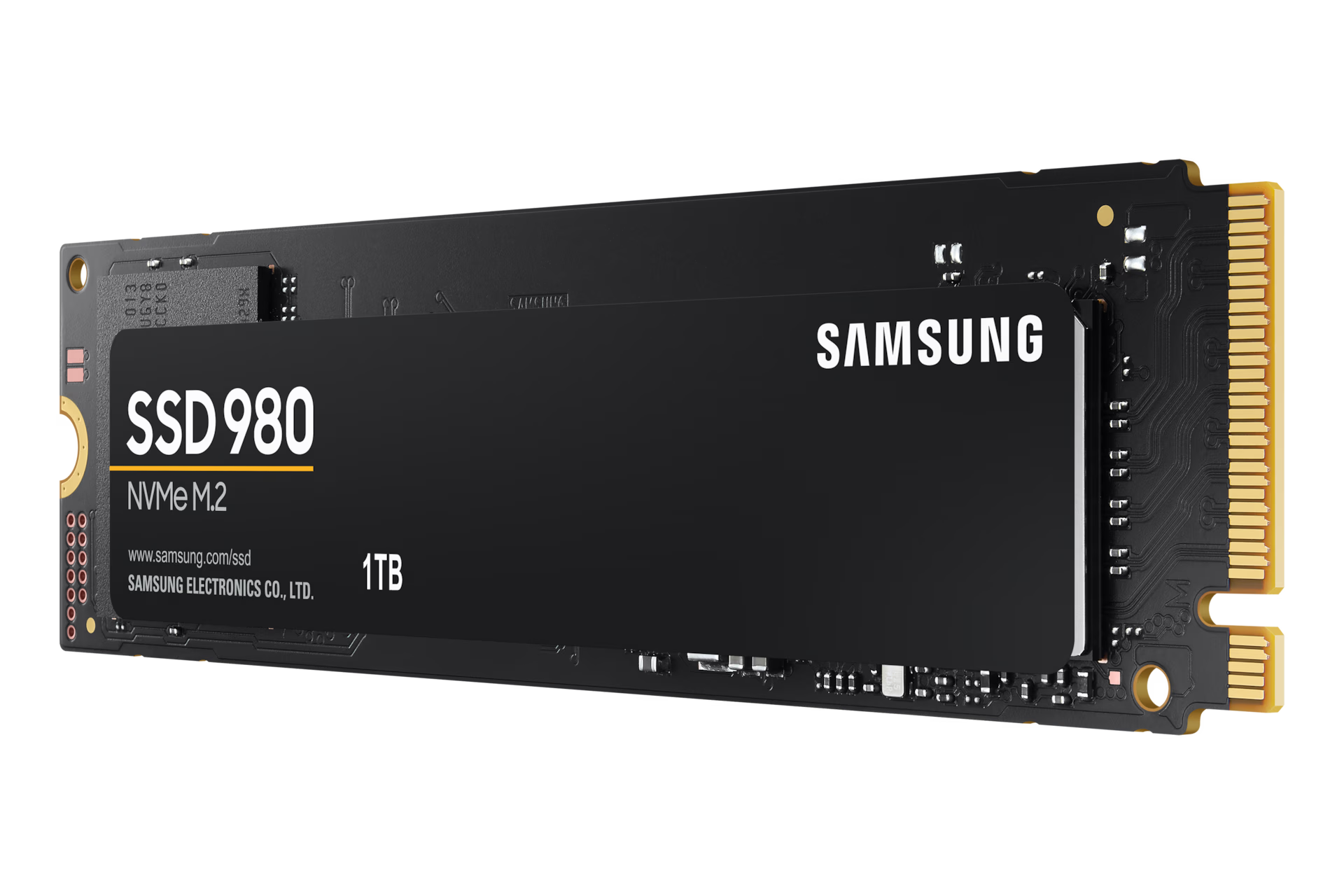 Samsung 980 1TB M.2 NVMe SSD front view showing compact design