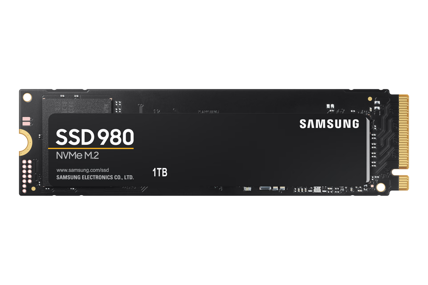 Samsung 980 1TB M.2 NVMe SSD front view showing compact design