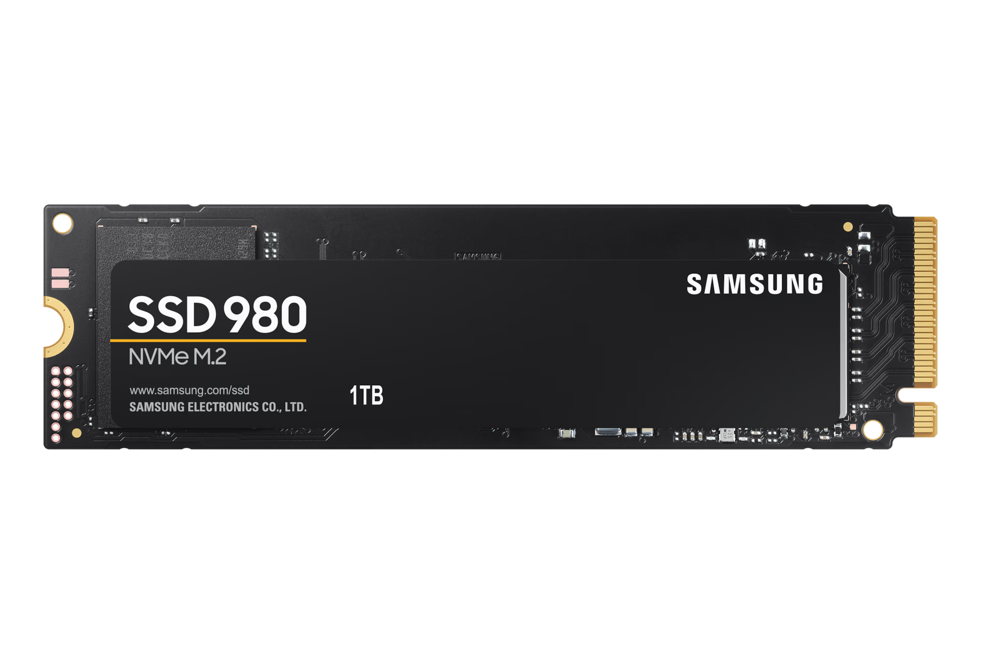 Samsung 980 1TB M.2 NVMe SSD front view showing compact design