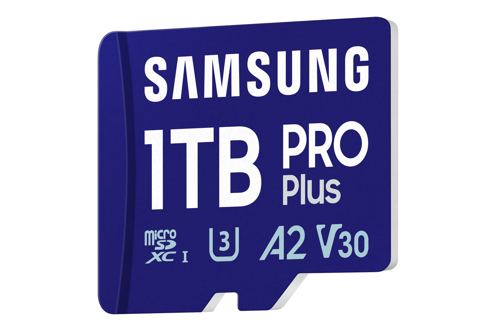 Samsung PRO Plus microSDXC 1TB memory card front view with label visible