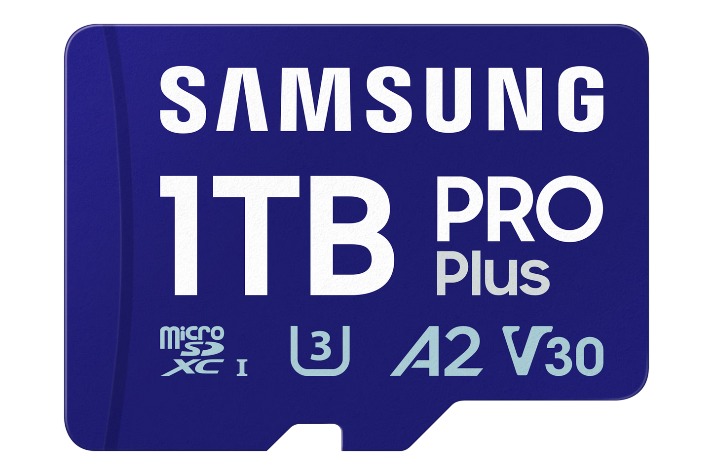 Samsung PRO Plus microSDXC 1TB memory card front view with label visible