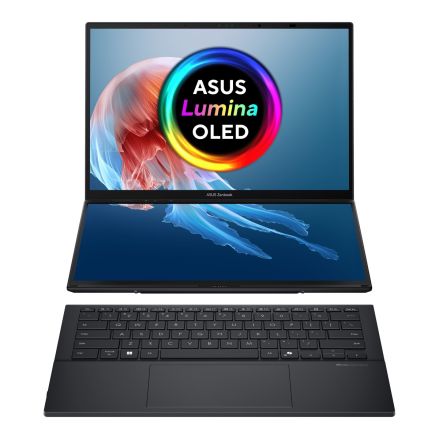 ASUS ZenBook Duo UX8406CA 14-inch OLED touch laptop front view in grey